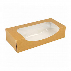 Коробка для суши/макарон Garcia de Pou с окном 20*9*4,5 см, натуральный, 50 шт/уп, бумага фото