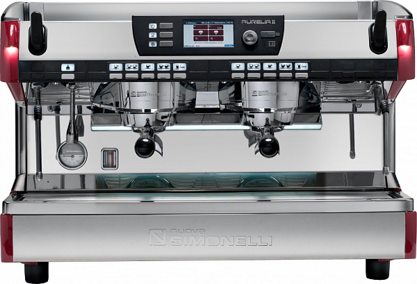 Рожковая кофемашина Nuova Simonelli Aurelia II T3 2Gr V 380V red+cup warmer (87575) фото