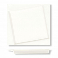 Тарелка квадратная P.L. Proff Cuisine 26,3*26,3 см смещенное дно белая фарфор фото