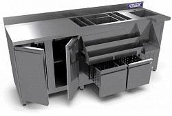 Барная станция Камик 2100*600*900 с охлаждаемым внутр. объёмом; борт 100мм; б/свесов (321901) фото