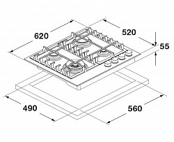Варочная панель газовая Fulgor Milano FUH 604 G DWK MBK в Москве , фото 2