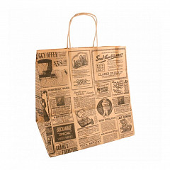 Пакет бумажный с ручками Garcia de Pou Газета 26+20*27 см, крафт-бумага в Москве , фото