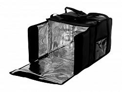 Термосумка на 9-10 пицц Luxstahl 350х350х500 мм фольгированная черная с вентиляцией в Москве , фото 1