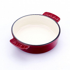 Сковорода для подачи на дерев. подст. Lava (Турция) 14 см 300 мл круглая красная чугун фото