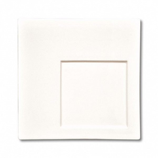 Тарелка квадратная P.L. Proff Cuisine 26*26 см квадратная смещенное дно белая фарфор KW Black Label фото