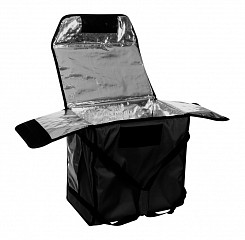 Термосумка на 9-10 пицц Luxstahl 450х450х500 мм фольгированная черная с вентиляцией в Москве , фото 2