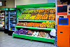 Овощной стеллаж с боковинами ЛДСП с зеркальным фризом и подсветкой Евромаркет Ширина 125 см фото