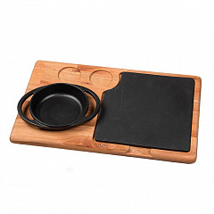 Сковорода для подачи на дерев. подст. Lava (Турция) 12 см круглая чугун + вставка (81249958) фото