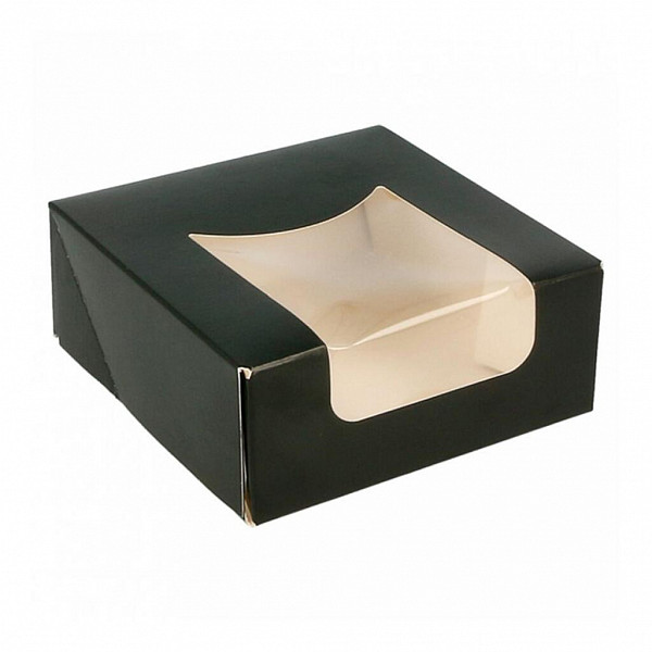 Коробка для суши/макарон Garcia de Pou с окном 10*10*4 см, чёрный, 50 шт/уп, бумага фото