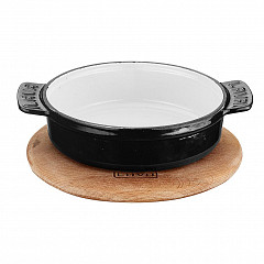 Сковорода для подачи на дерев. подст. Lava (Турция) 14 см круглая синяя чугун фото