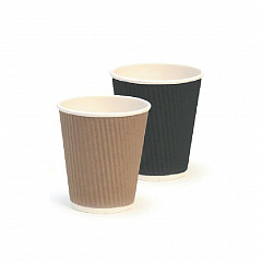 Стакан с двойными стенками для горячих напитков Garcia de Pou 240 мл, гофр.картон, черный, 25 шт в Москве , фото