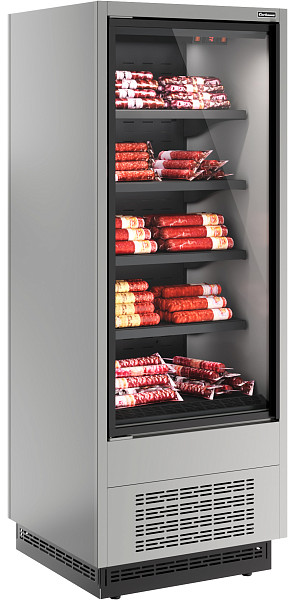 Холодильная горка Полюс FC20-07 VV 0,6-1 0030 STANDARD фронт X1 бок металл с зеркалом (9006-9005) фото
