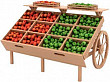 Деревянный развал для овощей и фруктов с ящиками в виде телеги  F006М