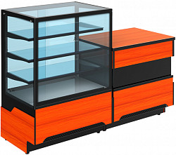 Витрина кондитерская Cryspi ВПВ (Adagio Cube К 900 Д) (дуб сонома кромк чёрн, внеш 9005мат _внутр9005мат) в Москве , фото 5