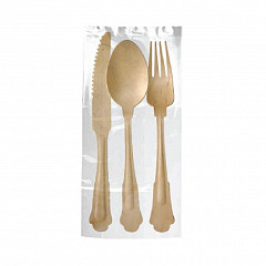 Набор индивидуальный Garcia de Pou нож, вилка, ложка, салфетка; 20 см, дерево, 100 шт в Москве , фото