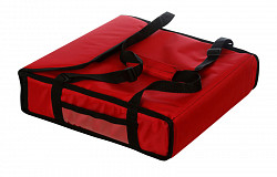 Термосумка на 2 пиццы Luxstahl 420х420х100 мм фольгированная большая красная с вентиляцией в Москве , фото 2