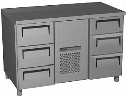 Охлаждаемый стол Полюс T70 M2-1 (2GN/NT Carboma) без борта 0430-1 корпус нержавеющая сталь 6 ящиков в Москве , фото