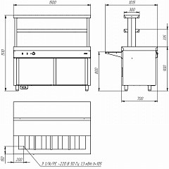 Мармит вторых блюд Atesy Ривьера М2-1500-02-СО без полок в Москве , фото 3