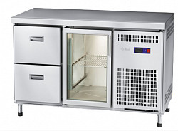 Холодильный стол Abat СХС-60-01 неохлаждаемая столешница без борта (дверь-стекло, ящики 1/2) в Москве , фото