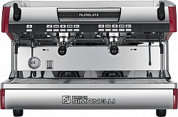Рожковая кофемашина Nuova Simonelli Aurelia II 2Gr V 220V красная+LED+высокие группы (141020) в Москве , фото 1