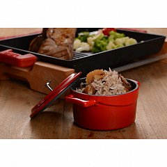 Кастрюля для подачи Lava (Турция) 14 см 500 мл круглая с крышкой чугун. красная, фото 4