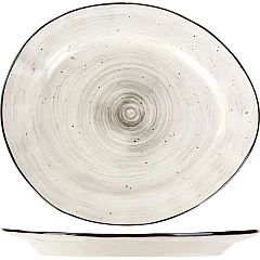 Тарелка мелкая Kunstwerk Пастораль фарфор ,H=3,L=30,B=26см серый (03013123) в Москве , фото 1