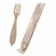 Вилка одноразовая в индивидуальной упаковке Garcia de Pou 15 см, 100 шт, дерево в Москве , фото