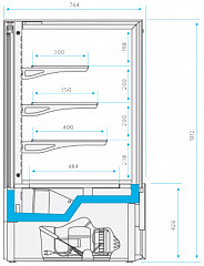 Витрина кондитерская Cryspi ВПВ 0,39-1,85 (Elegia Quad К 1250 Д) (Структ муар9010верх мат9005) в Москве , фото 7