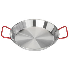 Сковорода для подачи P.L. Proff Cuisine 25 см h3,2 см 1200 мл круглая Паэлья нерж. 2 красные ручки (81240900) в Москве , фото