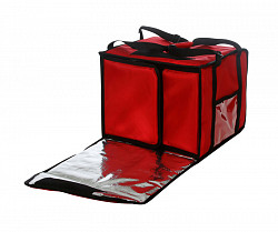 Термосумка на 9-10 пицц Luxstahl 350х350х500 мм фольгированная красная с вентиляцией в Москве , фото 3