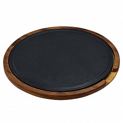 Доска для подачи Lava (Турция) 29 см дерево с чугунной вставкой фото