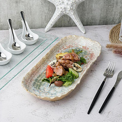 Блюдо овальное P.L. Proff Cuisine 34*14,5 см h3,5 см Gray Pearl Spots Sea Wave Frutti di Mare (81241233) в Москве , фото 1