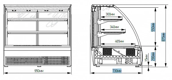 Витрина кондитерская Марихолодмаш Veneto VSn-0,95 (крашенная) фото