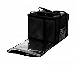 Термосумка на 9-10 пицц Luxstahl 350х350х500 мм фольгированная черная с вентиляцией в Москве , фото 3