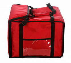 Термосумка на 9-10 пицц Luxstahl 420х420х500 мм фольгированная красная с вентиляцией в Москве , фото 3