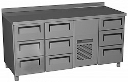 Охлаждаемый стол Полюс T70 M3-1 (3GN/NT Полюс) с бортом 9006-2 корпус серый 9 ящиков в Москве , фото 1