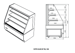 Витрина кондитерская Chilz Vete II kub OF 90, Чёрный муар/Металлик в Москве , фото 2