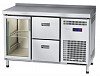 Холодильный стол Abat СХС-70-01 неохлаждаемая столешница с бортом (ящики 1/2, дверь-стекло) фото
