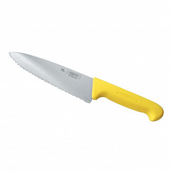 Нож поварской P.L. Proff Cuisine PRO-Line 25 см, желтая пластиковая ручка, волнистое лезвие в Москве , фото