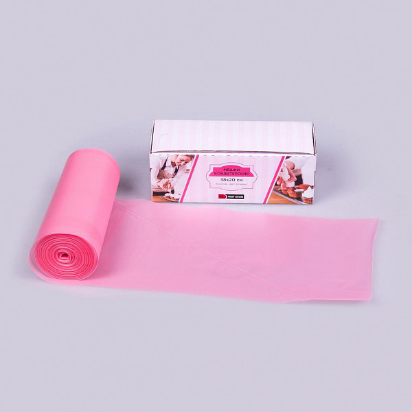 Мешки кондитерские 3-слойные P.L. Proff Cuisine 38 см розовый, 80 мкм, особо прочные швы, 100 шт/рул фото