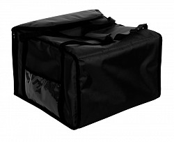 Термосумка на 5-6 пицц Luxstahl 420х420х300 мм фольгированная большая черная с вентиляцией в Москве , фото 2