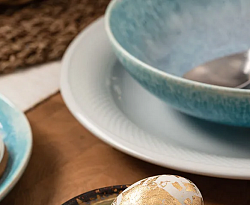 Тарелка глубокая Kunstwerk Нептун фарфор 0,5л D=22см бирюз.,белый (03012838) в Москве , фото 3