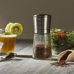 Мельница для семян льна Bisetti h 14,5 см, стекло, верхняя часть - нерж. сталь, прозрачная, LA SPEZIA 6941, фото 2