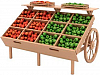 Деревянный развал для овощей и фруктов с ящиками в виде телеги Евромаркет F006М фото