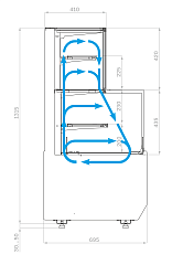 Витрина кондитерская комбинированная Полюс KC70 VV/VV 0,9-2-1 STANDARD боковина ступенька (версия 2.0) (9005-0109) в Москве , фото 2