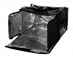 Термосумка на 5-6 пицц Luxstahl 450х450х300 мм фольгированная XXL черная с вентиляцией в Москве , фото 1