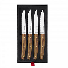 Набор ножей для стейка Icel 4 предмета, ручки из оливы с латунными заклепками 43700.ST06000.004 в Москве , фото