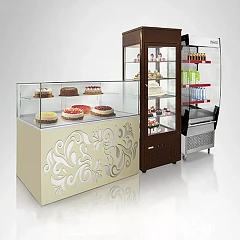 Витрина холодильная напольная Финист NATALY N-1500 шоколадно-коричневый глянец (RAL 8017) в Москве , фото 2