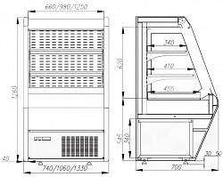 Холодильная горка Полюс Carboma 1260/700 ВХСп-1,3 Britany F13-07 (стеклопакет) в Москве , фото 2